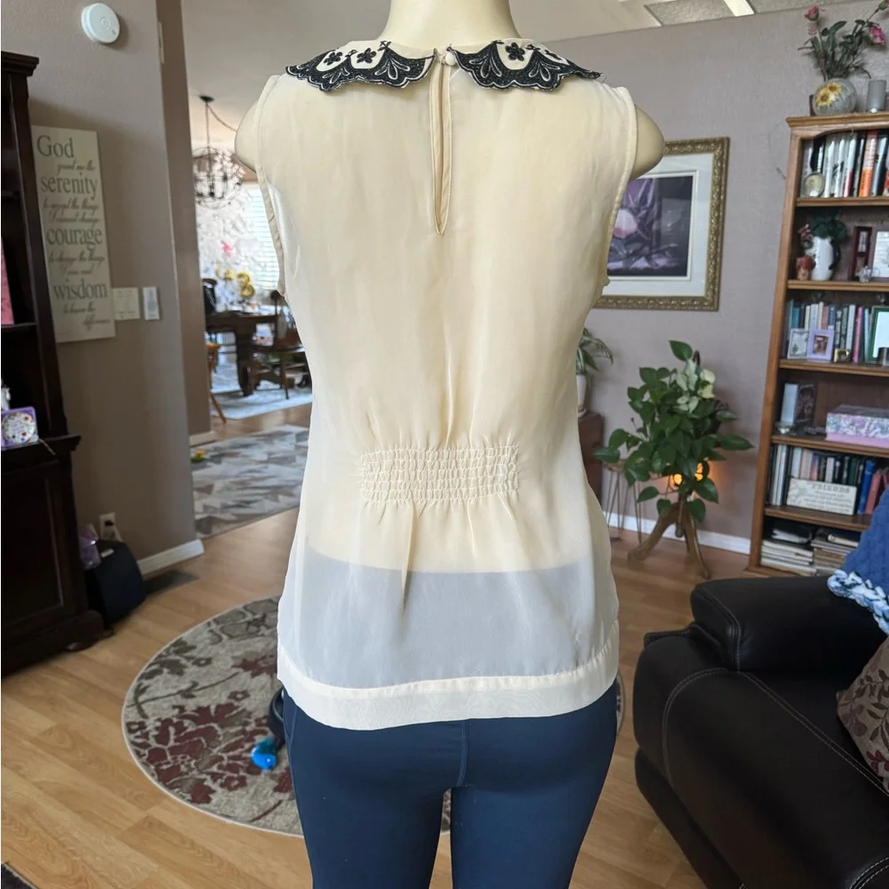 Charlotte Russe black & beige sheer sleeveless blouse-size M - Picture 9 of 9